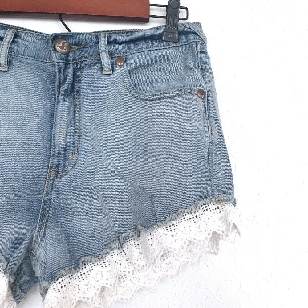 Free People Lacey Crochet Denim Shorts - Picture 4 of 8